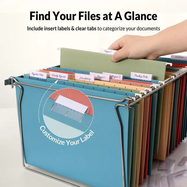 Alt view image 2 of 7 - Hanging File Folders, 50 Pack Letter Size Hanging File Folders with 1/5-cut Tabs, Stay Organized for Your Home and Office Bulk File, Documents and Paper,5 Retro Colors
