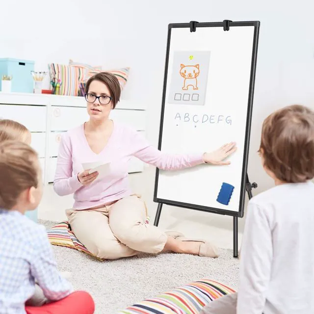 Alt view image 7 of 7 - Easel Whiteboard 36 x 24, Stand Tripod with Height Adjustable, Black 3' x 2' Magnetic Dry Erase Surface, Flipchart Stand, Portable Tripod Easel for Office, Teaching, Home and Classroom