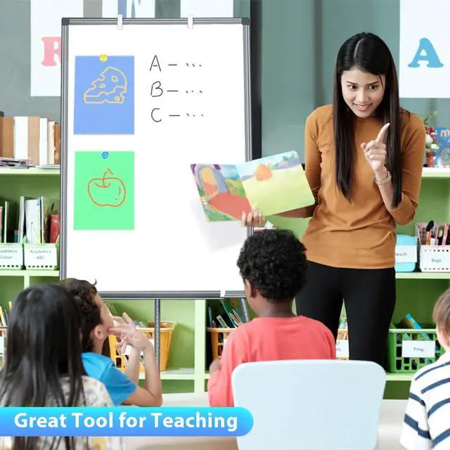 Alt view image 5 of 7 - Easel Whiteboard 36 x 24, Stand Tripod with Height Adjustable, Gray 3' x 2' Magnetic Dry Erase Surface, Flipchart Stand, Portable Tripod Easel for Office, Teaching, Home and Classroom