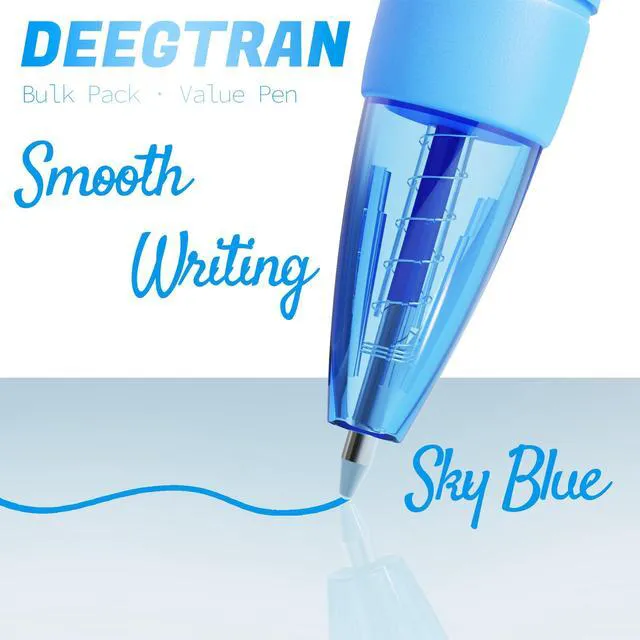 Alt view image 3 of 7 - Pens Bulk, 30 Pack No Bleed Sky Blue Ink Click Pens with Soft Grip, Wholesale Retractable Ballpoint Pens for Office School, Medium Point Smooth 1.0MM