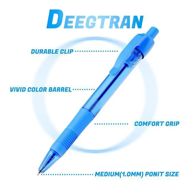 Alt view image 2 of 7 - Pens Bulk, 30 Pack No Bleed Sky Blue Ink Click Pens with Soft Grip, Wholesale Retractable Ballpoint Pens for Office School, Medium Point Smooth 1.0MM