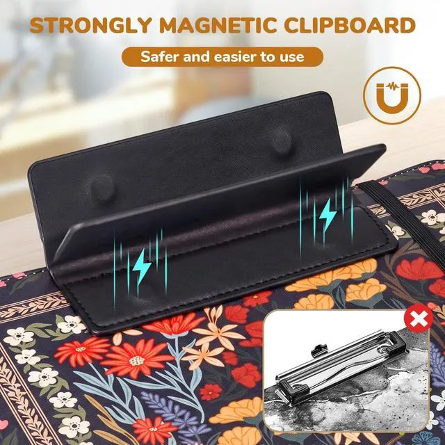 Alt view image 4 of 7 - 3 Ring Binder Clipboard with Storage, 5 Folders, Classical 3 ring clipboard portfolio combines five expandable folders, a refillable letter size notepad and storage