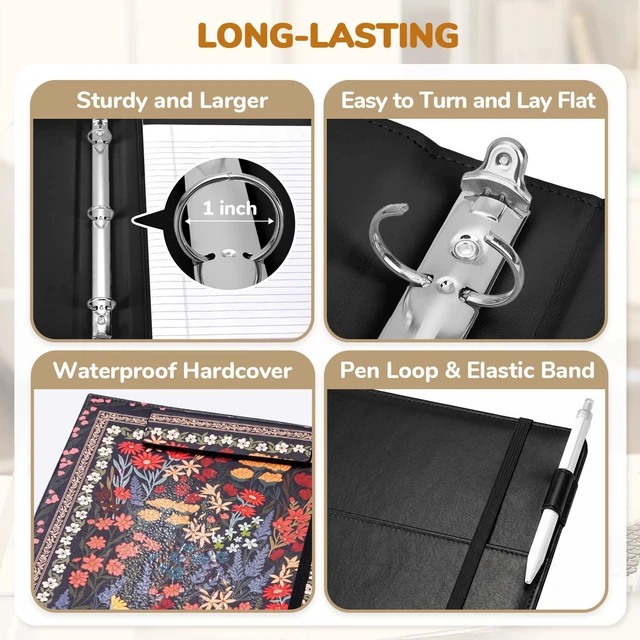 Alt view image 5 of 7 - 3 Ring Binder Clipboard with Storage, 5 Folders, Classical 3 ring clipboard portfolio combines five expandable folders, a refillable letter size notepad and storage