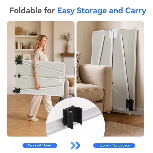 Alt view image 4 of 7 - Easel Whiteboard 36 x 24 in, Stand Tripod with Height Adjustable 3' x 2' Magnetic Dry Erase Surface, Flipchart Stand, Portable Tripod Easel for Office, Teaching, Home and Classroom