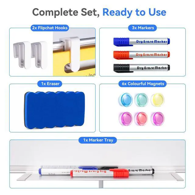 Alt view image 5 of 7 - Easel Whiteboard 36 x 24 in, Stand Tripod with Height Adjustable 3' x 2' Magnetic Dry Erase Surface, Flipchart Stand, Portable Tripod Easel for Office, Teaching, Home and Classroom