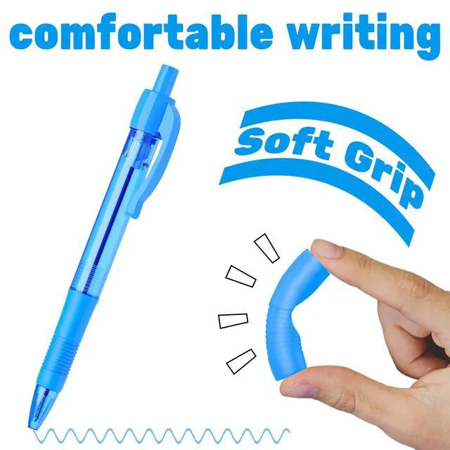 Alt view image 4 of 7 - Pens Bulk, 30 Pack No Bleed Sky Blue Ink Click Pens with Soft Grip, Wholesale Retractable Ballpoint Pens for Office School, Medium Point Smooth 1.0MM