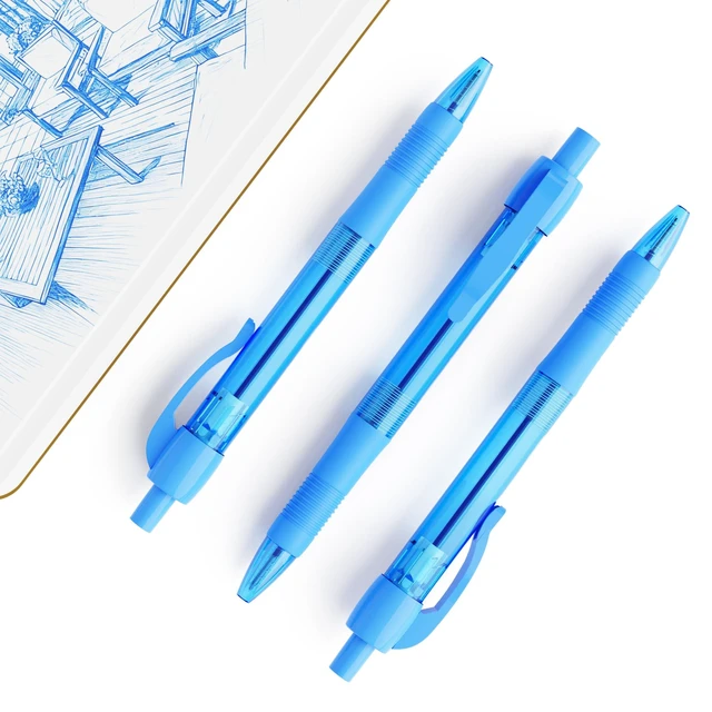 Alt view image 5 of 7 - Pens Bulk, 30 Pack No Bleed Sky Blue Ink Click Pens with Soft Grip, Wholesale Retractable Ballpoint Pens for Office School, Medium Point Smooth 1.0MM