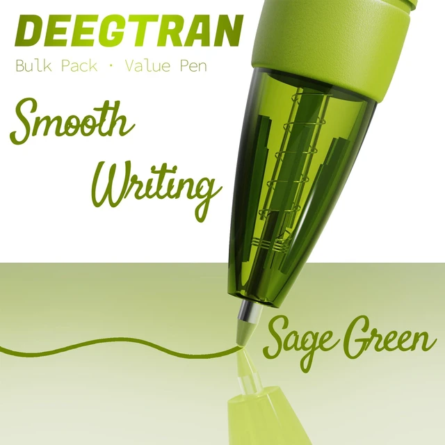 Alt view image 3 of 7 - Pens Bulk, 30 Pack No Bleed Sage Green Ink Click Pens with Soft Grip, Wholesale Retractable Ballpoint Pens for Office School, Medium Point Smooth 1.0MM