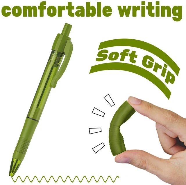 Alt view image 4 of 7 - Pens Bulk, 30 Pack No Bleed Sage Green Ink Click Pens with Soft Grip, Wholesale Retractable Ballpoint Pens for Office School, Medium Point Smooth 1.0MM