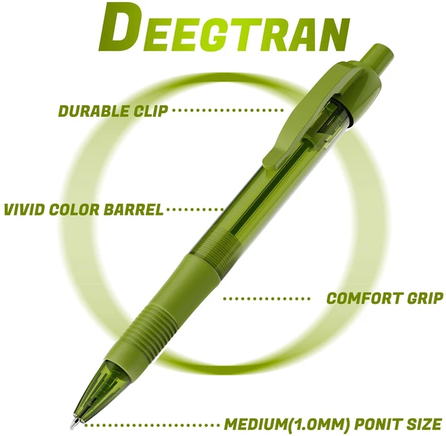 Alt view image 2 of 7 - Pens Bulk, 30 Pack No Bleed Sage Green Ink Click Pens with Soft Grip, Wholesale Retractable Ballpoint Pens for Office School, Medium Point Smooth 1.0MM