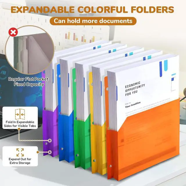 Alt view image 6 of 7 - 3 Ring Binder Clipboard with Storage, 5 Folders, Black 3 ring clipboard portfolio combines five expandable folders, a refillable letter size notepad and storage