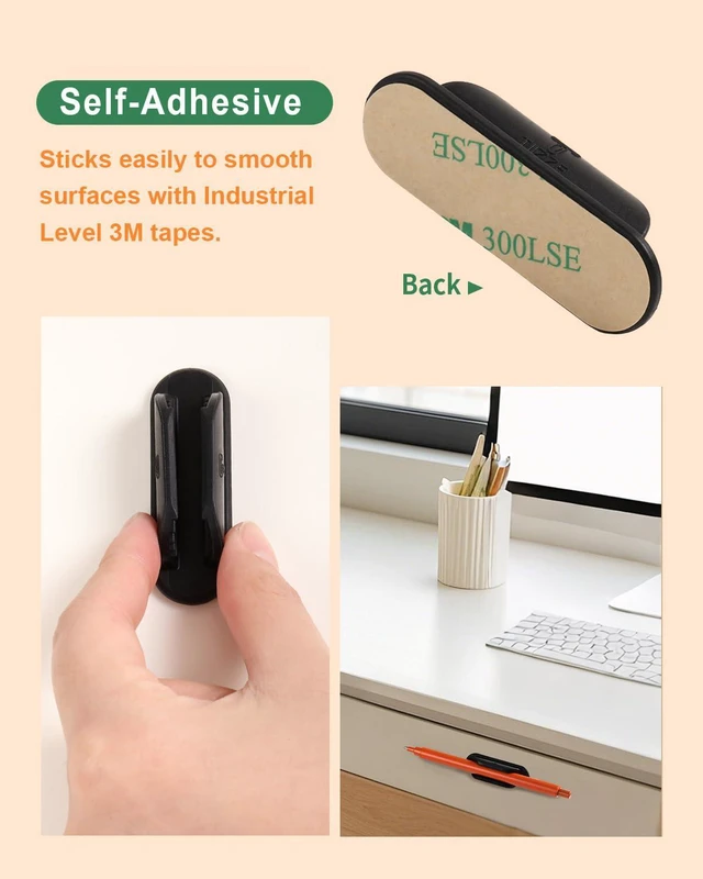 Alt view image 3 of 7 - Adhesive Pencil Holders for Desk Set of 20 - Silicone Pen Holder with Upgraded Acrylic Adhesive Pads - Flexible Desk Pencil Holder for Class Office Essentials Accessories, Teacher Supplies