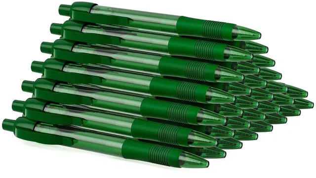 Main image of Pens Bulk, 30 Pack No Bleed Green Ink Click Pens with Soft Grip, Wholesale Retractable Ballpoint Pens for Office School, Medium Point Smooth 1.0MM