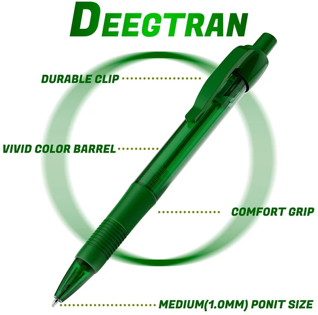 Alt view image 2 of 7 - Pens Bulk, 30 Pack No Bleed Green Ink Click Pens with Soft Grip, Wholesale Retractable Ballpoint Pens for Office School, Medium Point Smooth 1.0MM