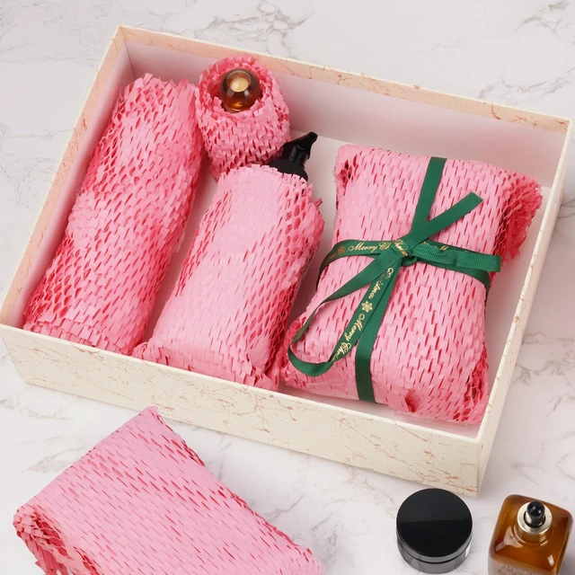 Alt view image 3 of 7 - Honeycomb Packing Paper, 12" x 200' Packing Paper Substitute Alternative for Bubble Cushioning Wrap for Moving Shipping Packaging, Recyclable Moving Supplies Bubble Packing Wrap Roll-Pink