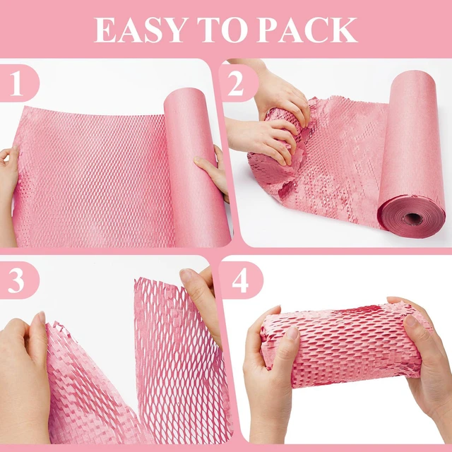 Alt view image 5 of 7 - Honeycomb Packing Paper, 12" x 200' Packing Paper Substitute Alternative for Bubble Cushioning Wrap for Moving Shipping Packaging, Recyclable Moving Supplies Bubble Packing Wrap Roll-Pink