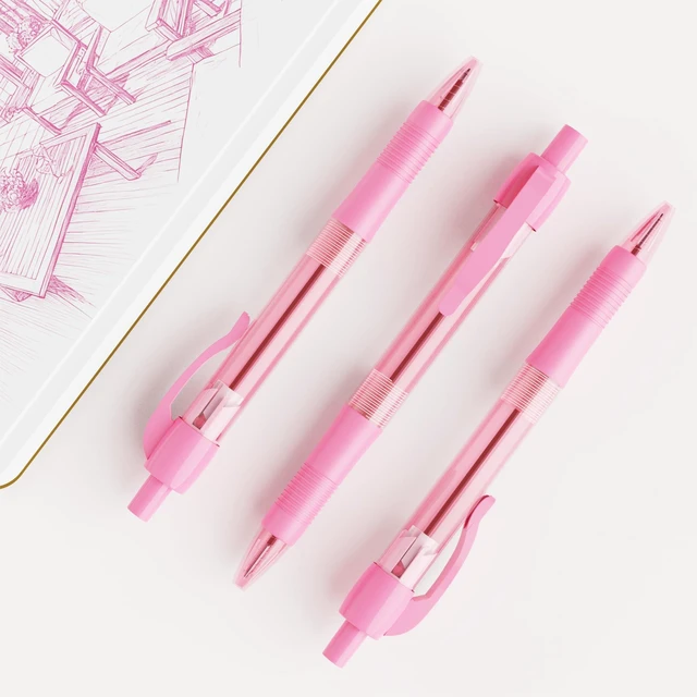 Alt view image 5 of 7 - Pens Bulk, 30 Pack No Bleed Pink Ink Click Pens with Soft Grip, Wholesale Retractable Ballpoint Pens for Office School, Medium Point Smooth 1.0MM