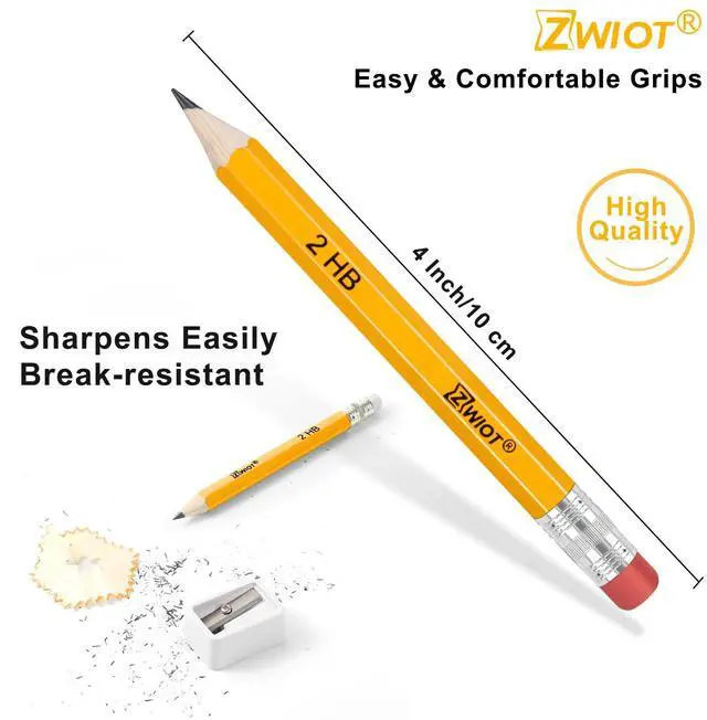 Alt view image 2 of 7 - Golf Pencils with Eraser Mini, #2 HB Half, 120 Count, Pre-Sharpened 4" Small Pencils Bulk, Wood Cased Short for Classroom, Office, School, Wedding and Party Game