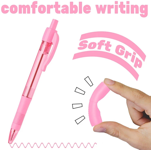 Alt view image 4 of 7 - Pens Bulk, 30 Pack No Bleed Pink Ink Click Pens with Soft Grip, Wholesale Retractable Ballpoint Pens for Office School, Medium Point Smooth 1.0MM