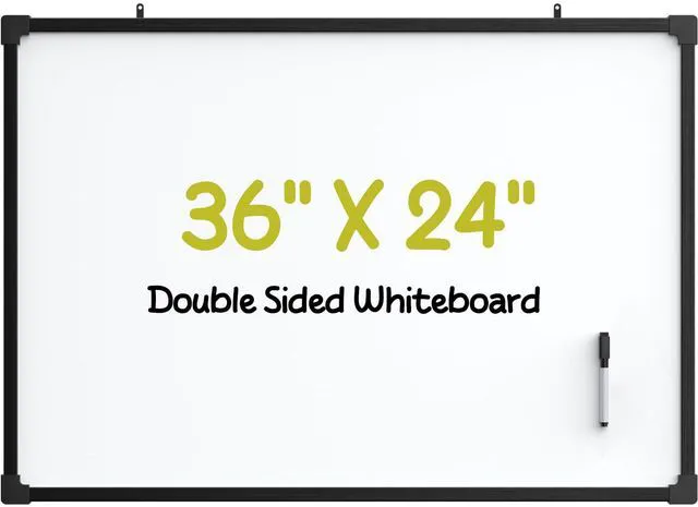 Main image of 36" x 24" Magnetic Double-Sided Dry Erase Board, Aluminum Frame Double-sided magnetic surface, Aluminum Frame White Board for Wall, Smooth easy write & wipe, Hanging for home office