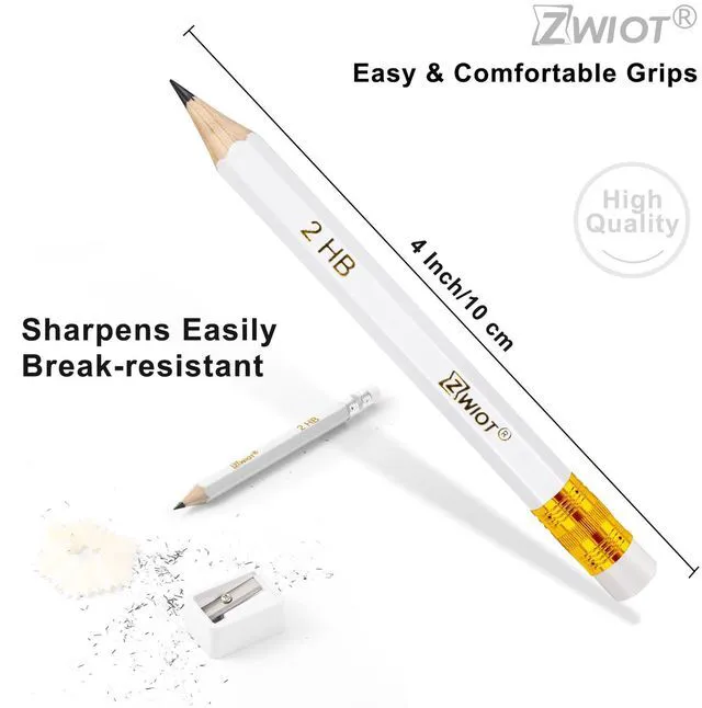 Alt view image 2 of 7 - Golf Pencils with Eraser Mini, #2 HB Half, 200 Count, Pre-Sharpened 4" Small Pencils Bulk, Wood Cased Short for Classroom, Office, School, Wedding and Party Game