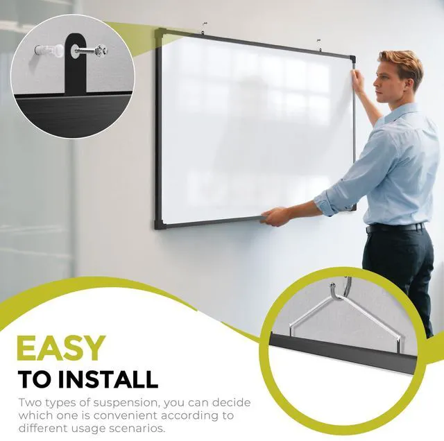 Alt view image 5 of 7 - 36" x 24" Magnetic Double-Sided Dry Erase Board, Aluminum Frame Double-sided magnetic surface, Aluminum Frame White Board for Wall, Smooth easy write & wipe, Hanging for home office