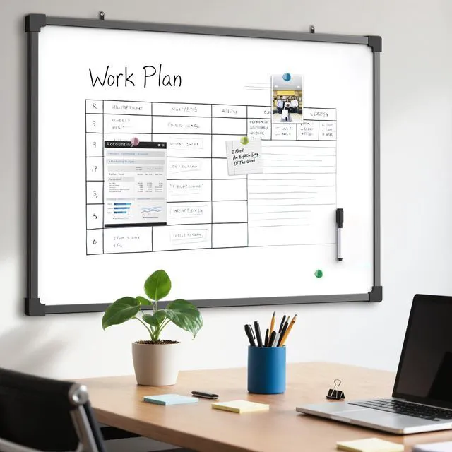 Alt view image 7 of 7 - 36" x 24" Magnetic Double-Sided Dry Erase Board, Aluminum Frame Double-sided magnetic surface, Aluminum Frame White Board for Wall, Smooth easy write & wipe, Hanging for home office
