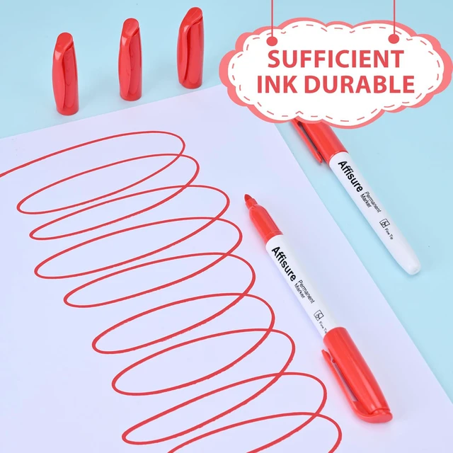 Alt view image 3 of 7 - Red Permanent Markers Bulk, 75 Count, Quick Drying and Fade Resistant, Fine Point Marker works on Paper, Plastic, Metal, Wood, Perfect for Classroom, Home, Office