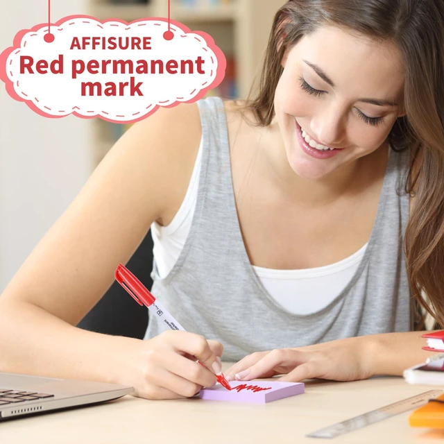 Alt view image 6 of 7 - Red Permanent Markers Bulk, 75 Count, Quick Drying and Fade Resistant, Fine Point Marker works on Paper, Plastic, Metal, Wood, Perfect for Classroom, Home, Office