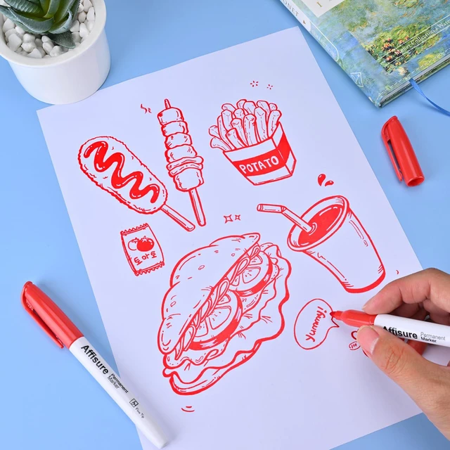 Alt view image 7 of 7 - Red Permanent Markers Bulk, 75 Count, Quick Drying and Fade Resistant, Fine Point Marker works on Paper, Plastic, Metal, Wood, Perfect for Classroom, Home, Office