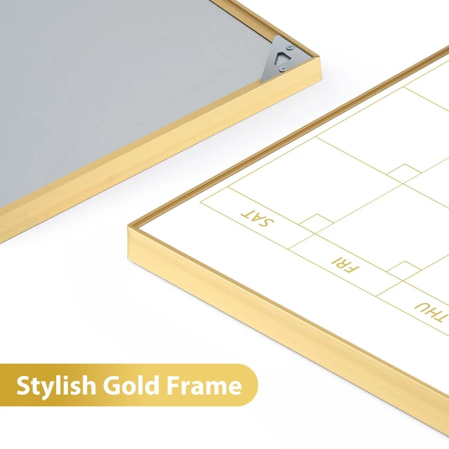 Alt view image 4 of 7 - Whiteboard Calendar with Cork Board 36"x24" Magnetic White Board Calendar Dry Erase for Wall, Gold Frame Monthly Combination Board for Office, Home, School
