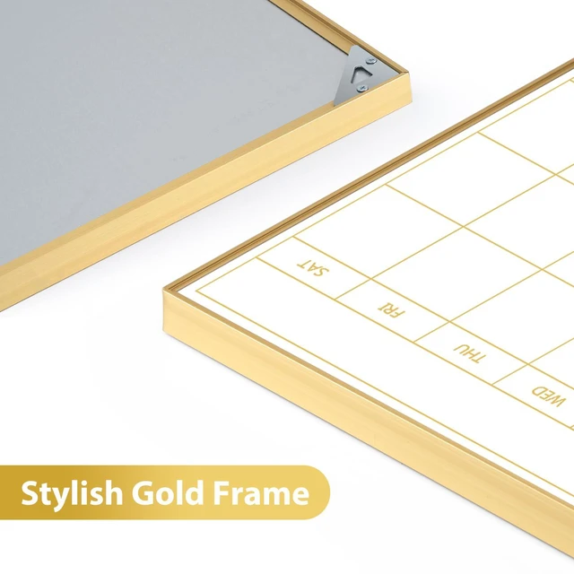 Alt view image 5 of 7 - Dry Erase Calendar with Cork Board 36"x24" Magnetic White Board Calendar Dry Erase for Wall, Gold Frame Combination Board for Office, Home, School