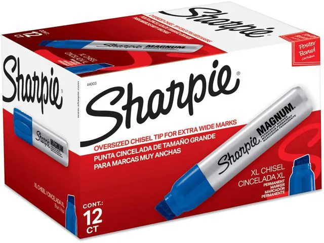 Main image of Magnum Permanent Markers, Oversized Chisel Tip, Blue, 12 Count - Office, Home, Teacher Supplies, Great for Poster Boards