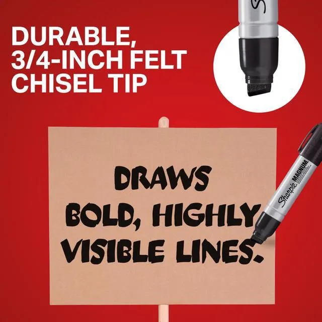 Alt view image 3 of 5 - Magnum Permanent Markers, Oversized Chisel Tip, Blue, 12 Count - Office, Home, Teacher Supplies, Great for Poster Boards
