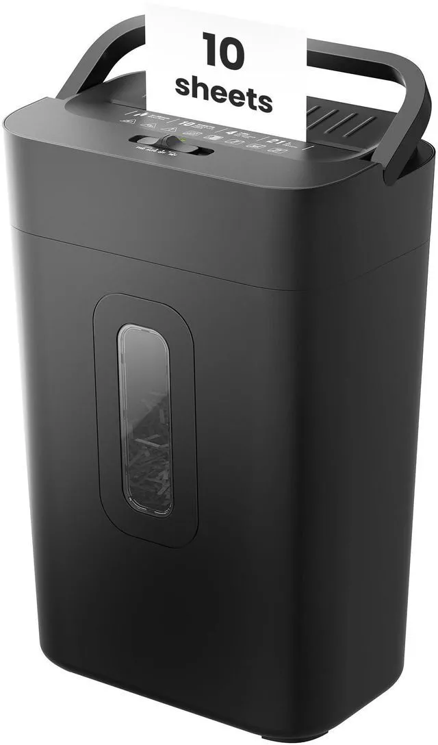 Main image of 10-Sheet Cross Cut Paper Shredder, 5.55 Gallon Heavy Duty Shredder for Home Office, P-4 High Security Shredders for Paper/Credit Card/Mail/Staples/Clips, Portable Handle Design