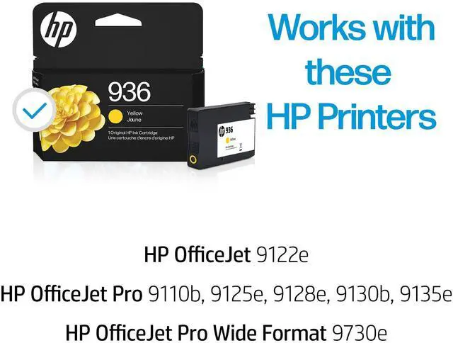 Alt view image 2 of 7 - 936 Yellow Ink Cartridge | Works with OfficeJet 9120, Pro 9110, 9120, 9130, Wide Format 9730 Series | Eligible for Instant Ink | 4S6V1LN | Packaging May Vary