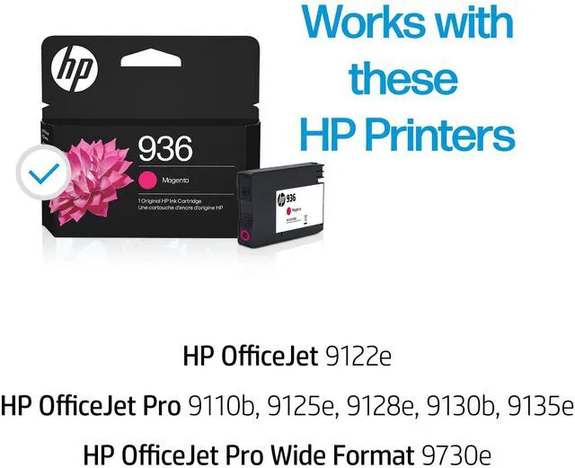Alt view image 2 of 7 - 936 Magenta Ink Cartridge | Works with OfficeJet 9120, Pro 9110, 9120, 9130, Wide Format 9730 | Eligible for Instant Ink | 4S6V0LN