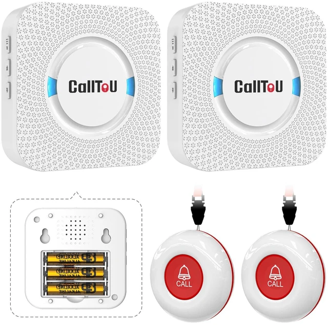 Main image of Wireless Caregiver Pager 2 Call Buttons+2 Battery-Powered Receivers Easy Setup, Loud Whole-Home Alerts, Peace of Mind, Waterproof Call Button for Elderly, Seniors, Patients and Home Caregivers