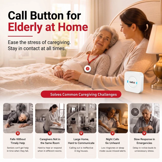 Alt view image 6 of 7 - Wireless Caregiver Pager 2 Call Buttons+2 Battery-Powered Receivers Easy Setup, Loud Whole-Home Alerts, Peace of Mind, Waterproof Call Button for Elderly, Seniors, Patients and Home Caregivers