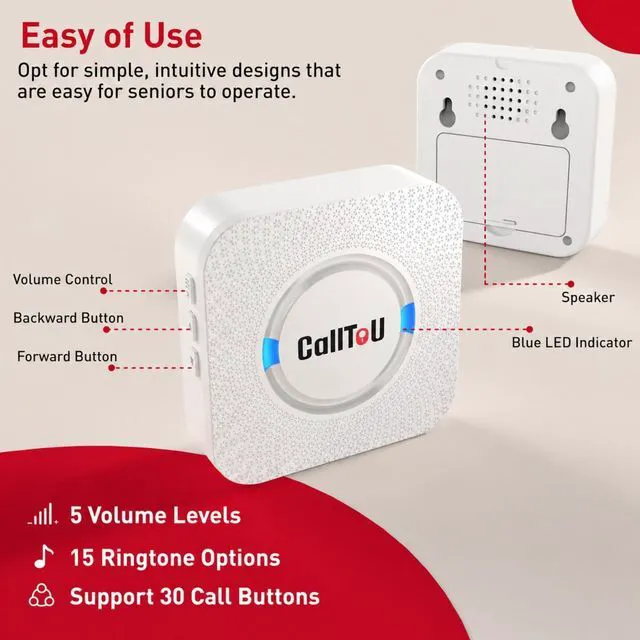 Alt view image 7 of 7 - Wireless Caregiver Pager 2 Call Buttons+2 Battery-Powered Receivers Easy Setup, Loud Whole-Home Alerts, Peace of Mind, Waterproof Call Button for Elderly, Seniors, Patients and Home Caregivers