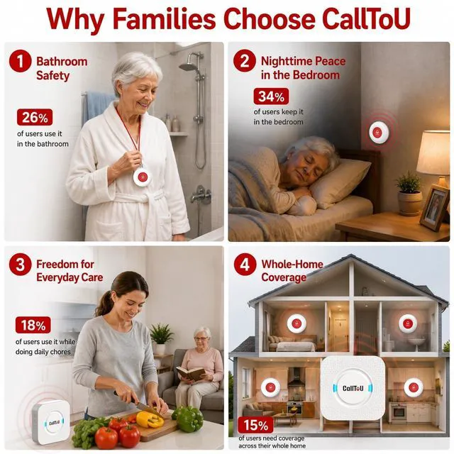 Alt view image 5 of 7 - Wireless Caregiver Pager 2 Call Buttons+2 Battery-Powered Receivers Easy Setup, Loud Whole-Home Alerts, Peace of Mind, Waterproof Call Button for Elderly, Seniors, Patients and Home Caregivers
