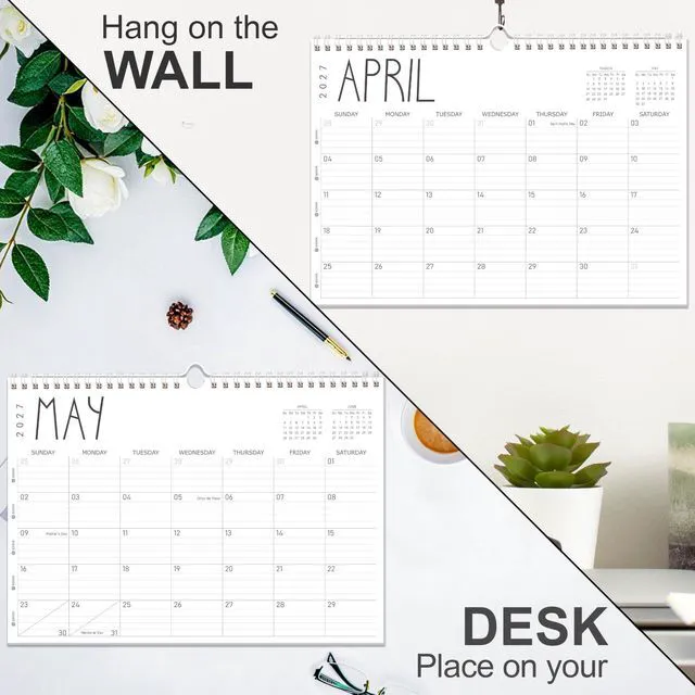 Alt view image 6 of 7 - Wall Calendar 2026-2027, 19 Months (Jun 2026-Dec 2027), 17"x12" Twin-Wire Binding Hanging Calendar, Premium Thick Paper, for Office Home Planning & Organizing