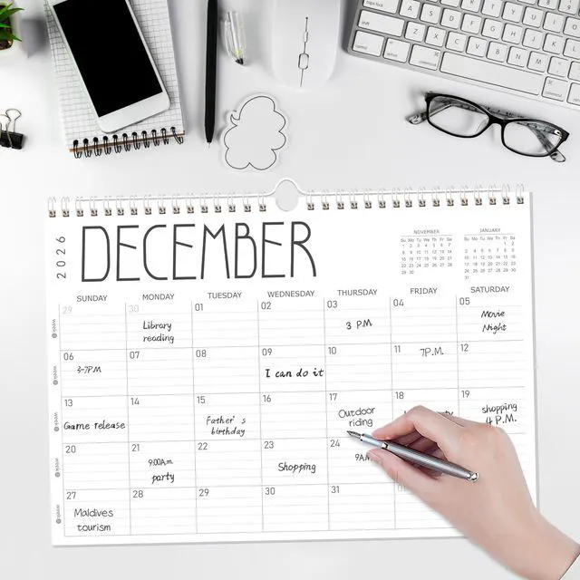 Alt view image 7 of 7 - Wall Calendar 2026-2027, 19 Months (Jun 2026-Dec 2027), 17"x12" Twin-Wire Binding Hanging Calendar, Premium Thick Paper, for Office Home Planning & Organizing