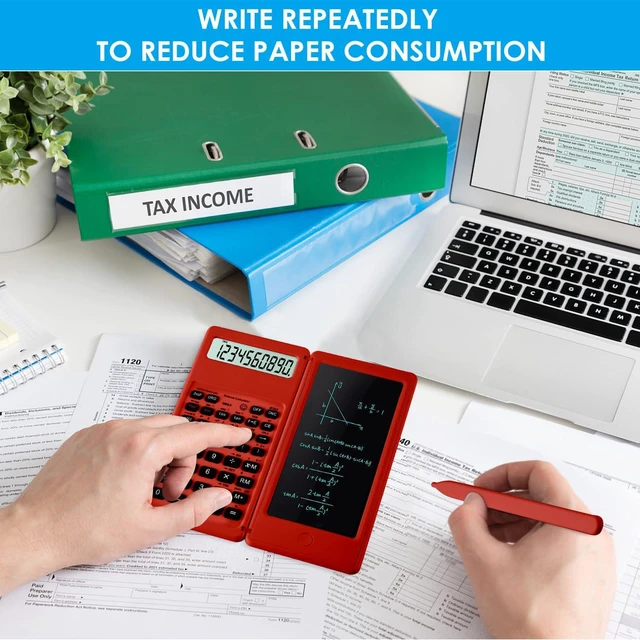 Alt view image 6 of 6 - Scientific Calculators for Students, Red Math Calculator with Notepad,10-Digit Large Screen, Classroom Must Haves for Middle High School Supplies & College (Red)
