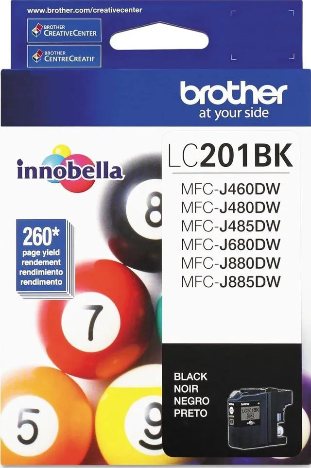 Main image of Genuine Standard Yield Black Ink Cartridge, LC201BK, Replacement Black Ink, Page Yield up to 260 Pages, Amazon Dash Replenishment Cartridge