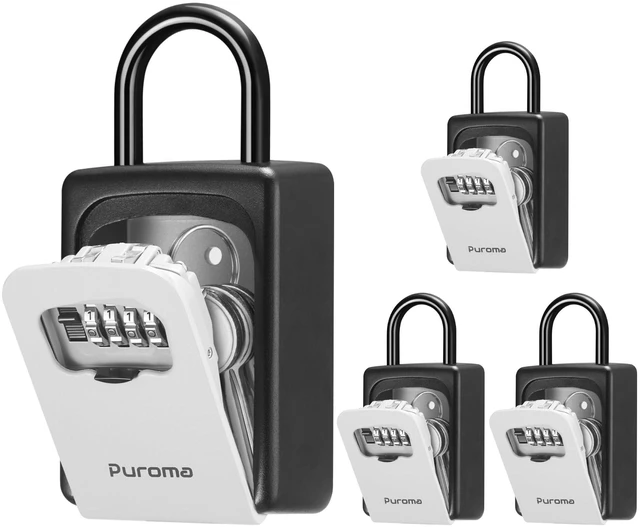 Main image of Key Lock Box Large with Code Lockbox Outdoor Wall Mount Safe 4 Gray Resettable Combination, For Guest Realtor & House Outside, High-capacity, Hold 5 Keys, Portable, Doorknob, Weatherproof