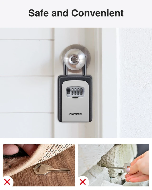 Alt view image 3 of 7 - Key Lock Box Large with Code Lockbox Outdoor Wall Mount Safe 4 Gray Resettable Combination, For Guest Realtor & House Outside, High-capacity, Hold 5 Keys, Portable, Doorknob, Weatherproof