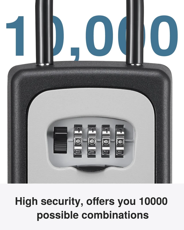 Alt view image 4 of 7 - Key Lock Box Large with Code Lockbox Outdoor Wall Mount Safe 4 Gray Resettable Combination, For Guest Realtor & House Outside, High-capacity, Hold 5 Keys, Portable, Doorknob, Weatherproof