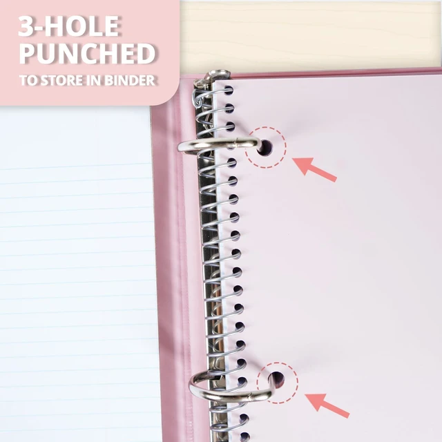 Alt view image 6 of 7 - Pink 3 Subject Spiral Notebook College Ruled 3 Pack, 300 Pages 150 Sheets, 9 x 11 in, 6 Pack Waterproof Plastic Cover, Durable, School Notebooks, Homework, Test Prep