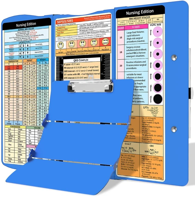 Main image of Nursing Clipboard Foldable Clipboard Medical: Edition Cheat Sheets Aluminum 3 Layers Foldable Clipboards Nursing Pocket Size Profile Clip Nurse Clipboards Notepad for Nurses Students and Doctors